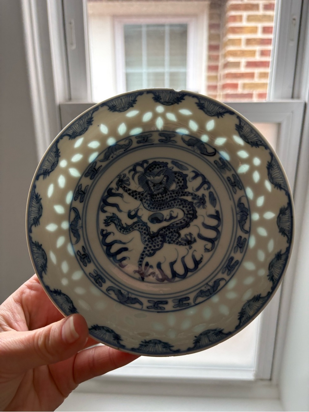 Vintage antique Kangxi Nian Zhi revival rice eyes bowl old estate find flawed